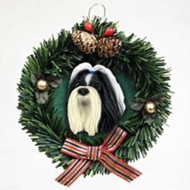 Wreath Xmas Ornament Shih Tzu Dog Breed Christmas Ornament Retired - £6.23 GBP