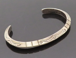 925 Sterling Silver Vintage Bracelet NAVAJO Swirly Etched Solid Cuff  BT... - $150.84