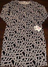 NWT LuLaRoe XL Black &amp; White Noir Blanc Geometric Knit Debbie L/S Sheath Dress - £27.40 GBP