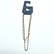 Universal Thread Necklace Semi Precious Multi Strand Bead Chain Brown Gold Tone - £3.98 GBP