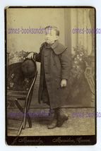 Studio Photo Cabinet Card * Moriarty Meriden Conn. young boy long coat h... - $8.95