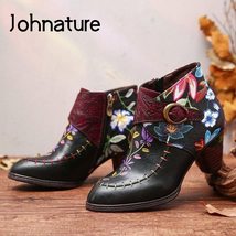 Johnature Women Boots 2021 New Autumn Winter Genuine Leather Women Shoes Round T - £85.25 GBP