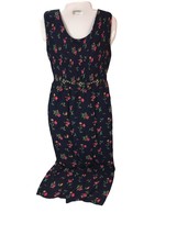 Vtg Dress Sz 6 Floral R&amp;K Column Cottage Core floral Embroidered Waist Tie Back - £27.80 GBP