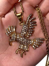 2.50CT Moissanite Tester Pass Flying Bald Eagle Pendant 14K Yellow Gold Plated - £169.91 GBP