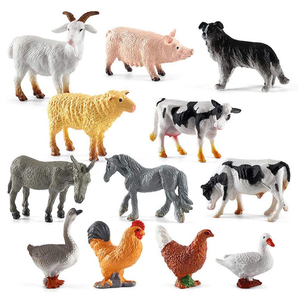 12pcs Realistic Animal Figurines Simulated Poultry Action Figure Farm Dog Duck - £12.82 GBP+