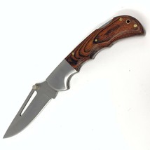 Wood Handle Folding Pocket Knife 3.5” Blade Belt Clip and Case 8” Overall Length - £10.15 GBP