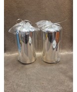 Crate &amp; Barrel Silver Metallic 6&quot; Set Of 2 Pillar Candles - $16.40