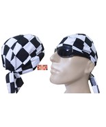CHECKER BOARD BLACK WHITE DO Rag COTTON FITTED TIED BANDANA Head Skull C... - $202.33 MXN