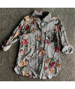 Polly &amp; Esther Womens Size XS Striped Floral Long Sleeve Button Down Blo... - $14.84