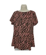 Denim &amp; Co Petite Top SP Petite Fit &amp; Flare Knit Tunic Red Zebra Print - $17.33