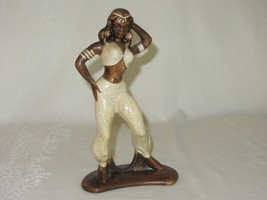 Vintage Ethnic Figurine Woman Dancing Midriff Crackle Glaze - £19.46 GBP