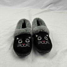 Bobs From Skechers Womens Closed-Toe Slippers Black Faux Fur Lining Cat US 6 - £14.29 GBP