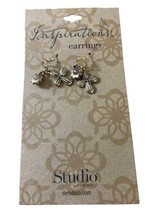 Studio by Demdaco Inspirations Earrings Gold Tone Cross 1 inches long Jewelry - £7.93 GBP