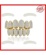 Elegant Gold Teeth Grillz with Bling Cubic Zirconia - Perfect for Photo ... - $623.90 MXN