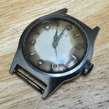 Vintage Elgin Men Silver Waterproof Hand Wind Mechanical Watch~For Parts... - $45.59