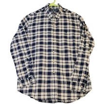 Vintage Ralph Lauren Mens Shirt Blue Ivory Stripe Button Down Heavyweigh... - $24.95