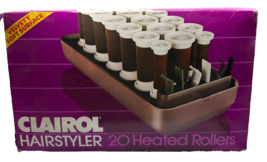 Vintage 1986 Clarirol Hairstyler 20 Heated Rollers Velvety Soft Surface - £70.81 GBP