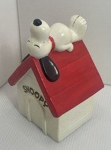 Vintage 1970 Snoopy Peanuts Red Roof Dog House Ceramic Piggy Bank Japan ... - $14.01