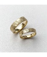 Gold rustic wedding ring Organic solid 14k gold wedding mens band - £391.19 GBP
