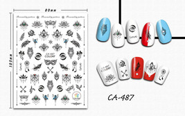 Nail art 3D stickers decal black feathers owl mask patterns moon eye CA487 - £2.51 GBP