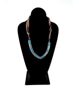 ALI KHAN New York Faux Turquoise Beaded Ribbon Necklace - £12.42 GBP