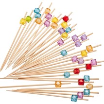 Cocktail Picks 4.7&quot; Handmade Multicolor Appetizer Bamboo Toothpicks 100Ct Multic - £18.66 GBP