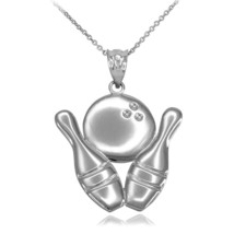 Sterling Silver Lucky Striking Bowling Alley Falling Double Pin Pendant Necklace - £25.13 GBP+