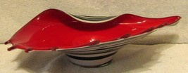 Modern Murano Glass Zebra Stiped with Red Interior Raised Conch Shell Bowl  - £193.84 GBP