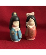 2 Clay Hand Painted Geisha Girls 2.5” - $19.79