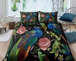 Peacock Comforter Cover King Size Vintage Flower Duvet Cover Peacock Fea... - $75.04