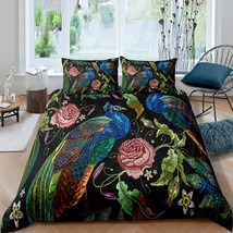 Peacock Comforter Cover King Size Vintage Flower Duvet Cover Peacock Feather Bed - £63.14 GBP