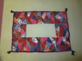 Hand Crafted Lined CRAZY QUILT FRAME or RUNNER w/Tassels  - 23.5&quot; x 17.5&quot;   - $25.00