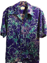 Hawaii Nei Honolulu Vintage Men’s L Blue Floral Short Sleeve Button Down... - £39.47 GBP