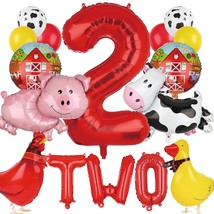 Farm Animal Balloons Cow Pig Balloon Farm Animal Theme 2Nd Birthday Party Decor  - £19.17 GBP