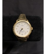 Beautiful Vintage Timex Watch Gold Tone Black Woman’s Expansion Band Est... - $9.89