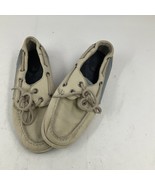 Womens Sperry Top Sider Leather Upper Boat Shoes Sz 6M Beige/Blue Leathe... - £10.94 GBP