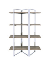 72" Brown and Silver Metal Four Tier Etagere Bookcase - $13,581.60 MXN