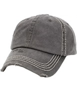 Dark Gray Vintage Washed Distressed Cotton Stitching Hat Baseball Cap Ad... - $24.99