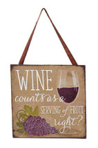 Kurt S. Adler &quot;Wine Counts As A Serving Of Fruit Right?&quot; Plaque Xmas Ornament - $4.88