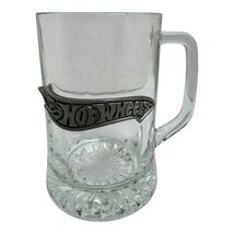 Hot Wheels Glass Mug Clear Metal Name plate - $25.00