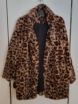 Womens S Love Tree Faux Fur Leopard Print Open Jacket - $28.71