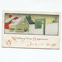Vtg. Happiness From Jan To Dec Christmas Postcard Pink of Perfection Posted - £7.81 GBP