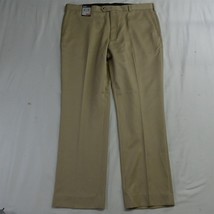 NEW Roundtree &amp; Yorke 40x32 Khaki Microfiber Flat Front Classic Mens Dress Pants - $24.99