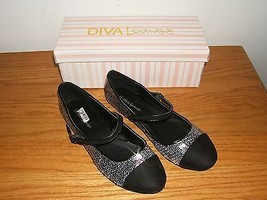 Diva Lounge Women&#39;s Black Sequence Flat Sz. 9&quot; Shoes (New w/Box) - £15.53 GBP