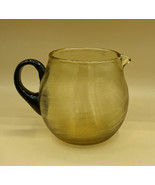 Victor Durand Amber Topaz Threaded Art Glass Carafe Pitcher Black Handle - $1,693.51 MXN