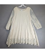 Paisley Vine Floral Cream Lace Sheer Overlay Dress Sz L Fairy Cottage Co... - $661.50 MXN