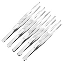 uxcell 5 Pcs 7-Inch Stainless Steel Straight Blunt Tweezers Serrated Tip Daily G - £19.17 GBP