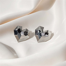 Silver-Plated Hammered Heart Stud Earrings - £11.18 GBP
