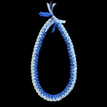 Blue And White Satin &amp; Grosgrain 4 Ribbon Graduation Gift Lei Handmade - £11.61 GBP