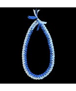 Blue And White Satin &amp; Grosgrain 4 Ribbon Graduation Gift Lei Handmade - £11.57 GBP